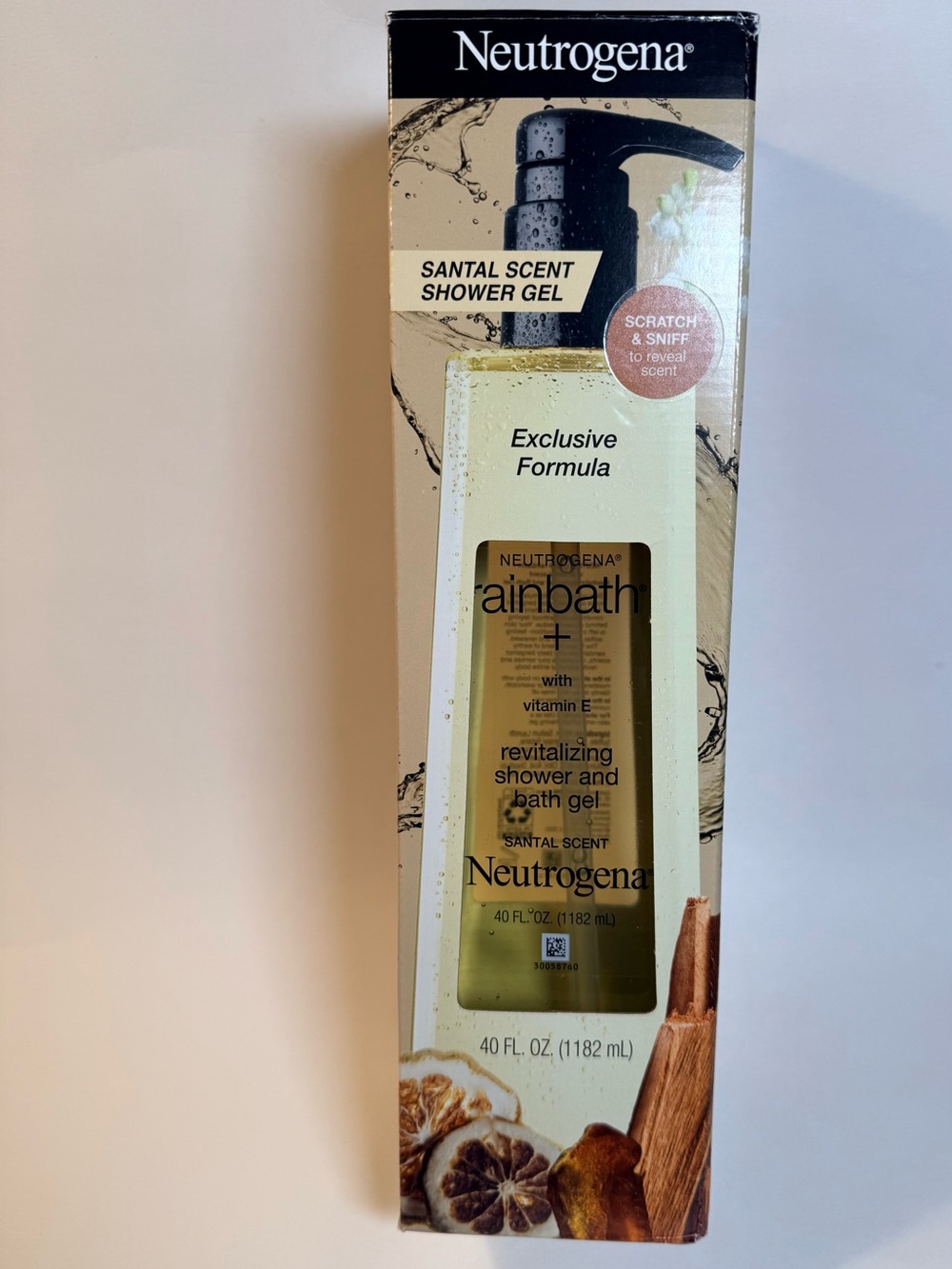 Neutrogena Rainbath + Vitamin E Shower Gel - Santal Scent 40fl oz NEW in Box
